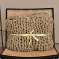 thumbnail image 7 of Comtest Chunky Knit Throw Blanket Soft Warm Chenille Blanket, Khaki, 40" x 40"(Single Sofa), 7 of 7
