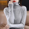 thumbnail image 2 of Suéter de cachemira 100 % de lana para mujer, jersey de cuello alto apilado, suéter de punto cálido de manga larga para invierno, jerséis de cuello alto, 2 of 5
