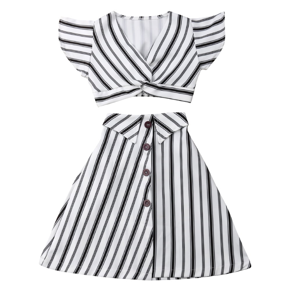 Baby Kid Girls Stripes Crop Top With 