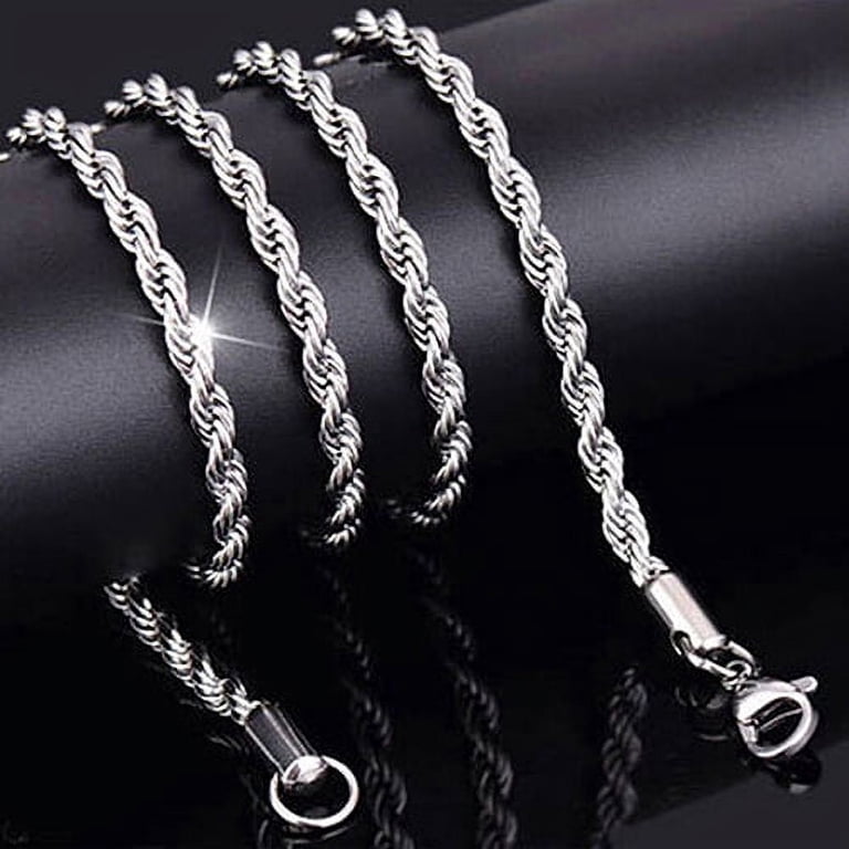 Jiaroswwei Unisex 925 Sterling Silver Twist Chain Necklace Fashion