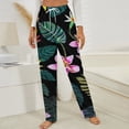 thumbnail image 3 of Tropical Floral Jungle Print Winter Female Pants Flannel High Waist Women Pants Lady Warm Straight Leg Plush Trousers, 3 of 7