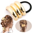 thumbnail image 4 of Corbata Geométrica para El Pelo Con Cola Caballo Doble Metal Mujeres Y Niñas (3 Dorados), 4 of 9