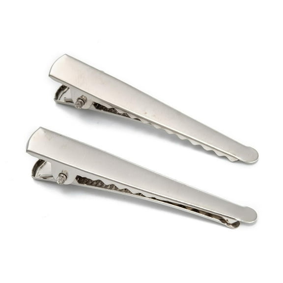 50Pcs Iron Alligator Hair Clip Findings Platinum 1.87x0.16 Inch Hair Pins for Crafts DIY