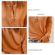 thumbnail image 5 of Blusa de punto Jersey Hombro caído Manga larga Color puro Cuello redondo Tops con botones para mujer Naranja S, 5 of 6