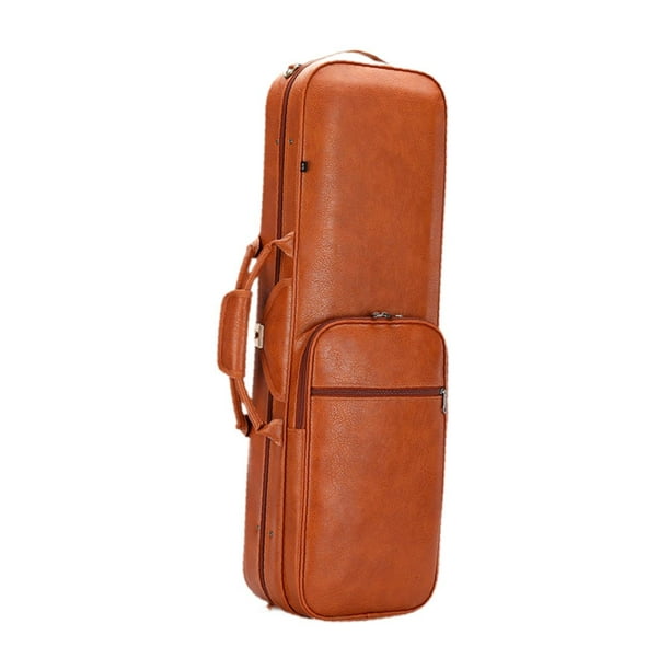 Estuche para violín Mochila para violín Estuche rígido musical a prueba de polvo Cuero de PU Tamaño completo Estuche rígido para violín 4/4 Bolsa para naranja