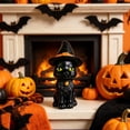 thumbnail image 4 of Halloween Black Cat Decorations with Witch Hat, Resin Black Cat Figurine Ornament for Table Mantel Party Home Office Decoration, 4", 4 of 6