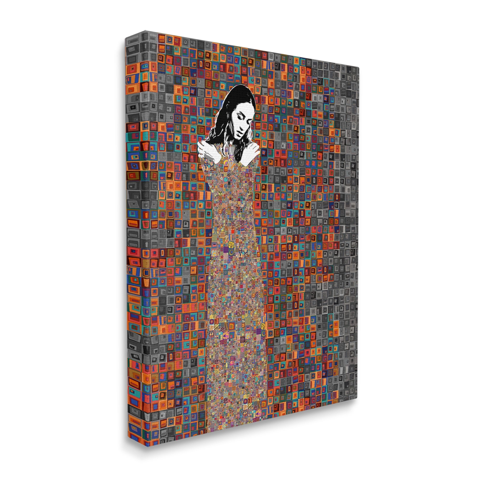 Stupell Industries Modern Abstract Female Mosaic Portrait Block Tile Shapes, 36 x 48,Design by Jose Cacho