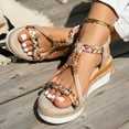 thumbnail image 2 of Mostsola Wedge Espadrilles for Women Platform Sandals Open Toe Boho Beaded Slingback Heels, 2 of 9