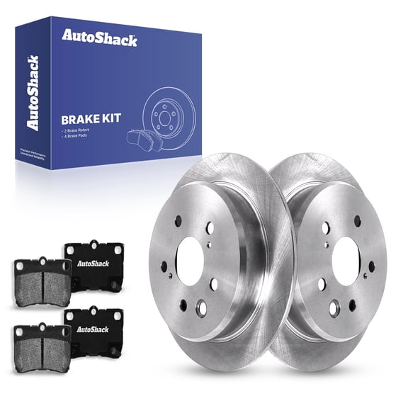 AutoShack 11.46" (291 mm) Rear Solid Brake Rotors   Ceramic Brake Pads | Replacement for 2006-2013 Lexus IS250 | 6-PC Brake Kit