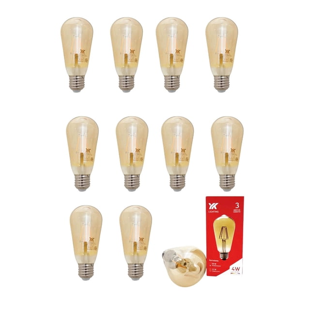 Paquete 10 Focos Vintage Led Bombillas Luces Para E26 Ámbar