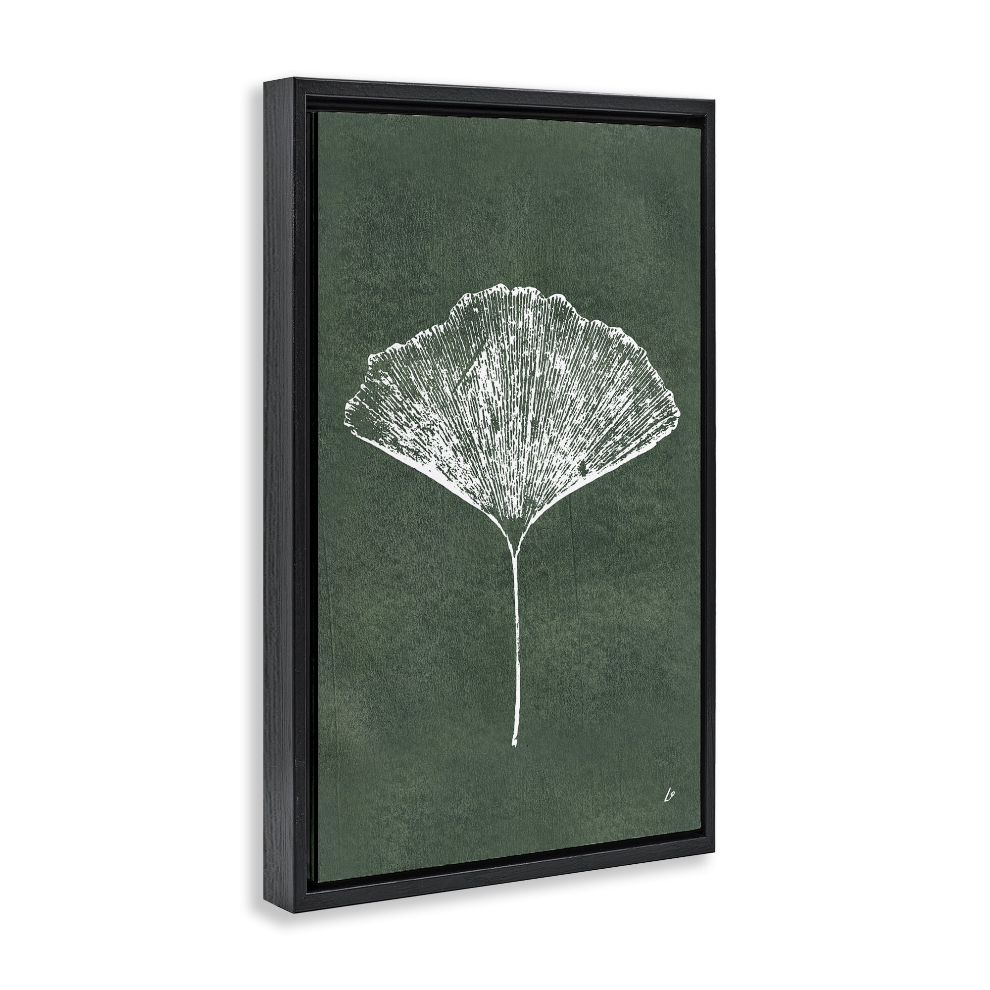 Stupell Industries Ginkgo Impression on Green Plants & Flowers Painting Black Floater Framed Canvas Art Print Wall Art, 17 x 25