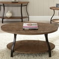 thumbnail image 4 of Steve Silver Co. Denise Oval Cocktail Table, Light Oak Finish, with Metal Legs, 4 of 6