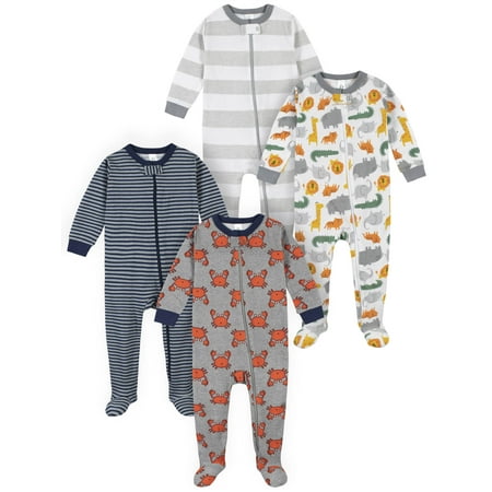 Gerber Childrenswear by Gerber Footed Sleepers Pajamas (Newborn or Infant or Toddler), 4 Pack