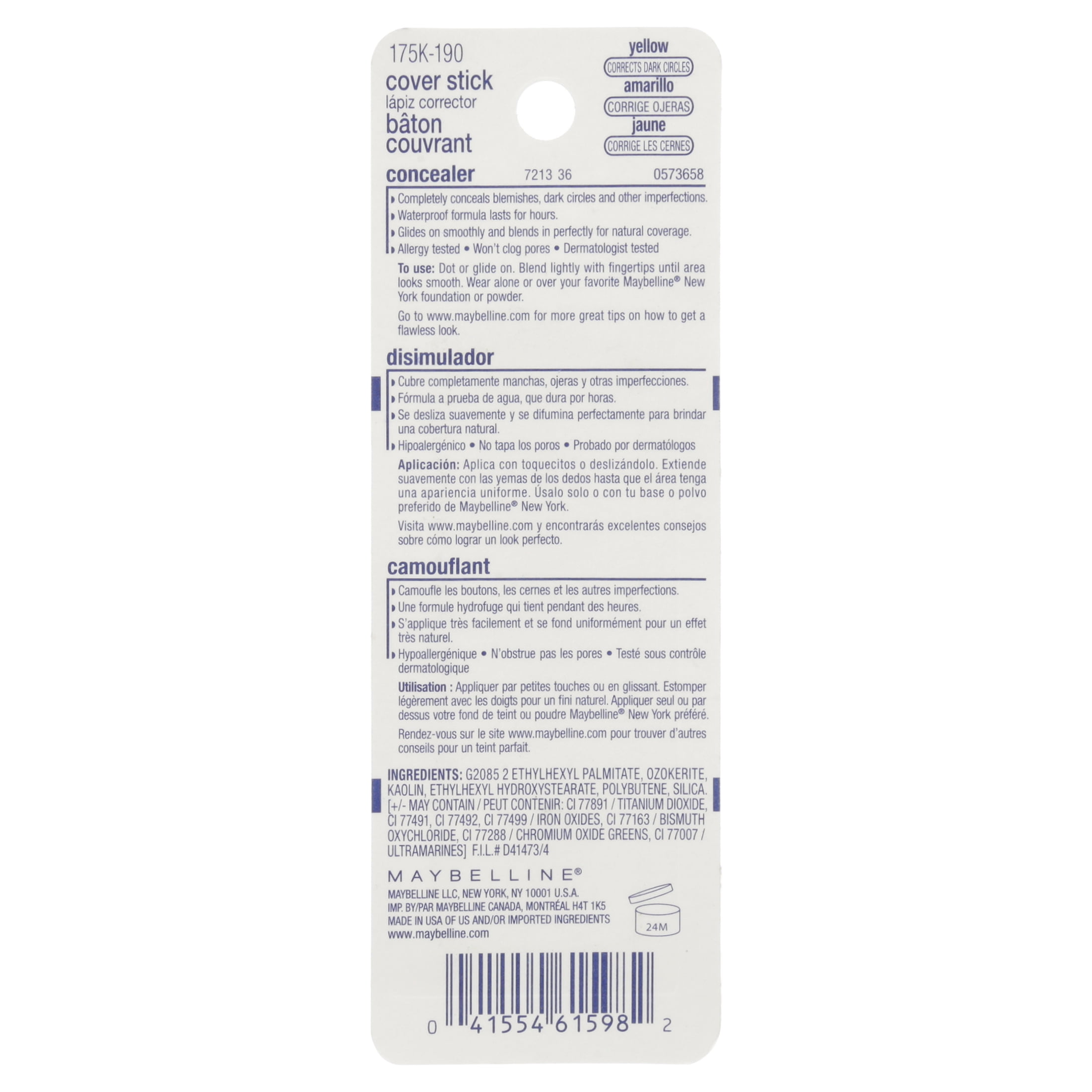 maybelline cover stick yellow