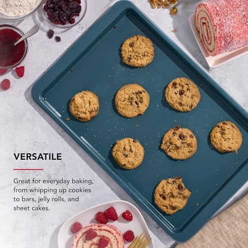 Nonstick Swiss Engineered Aluminized Steel Baking Sheet, Dishwasher Safe, Agave, 10x15 Inch