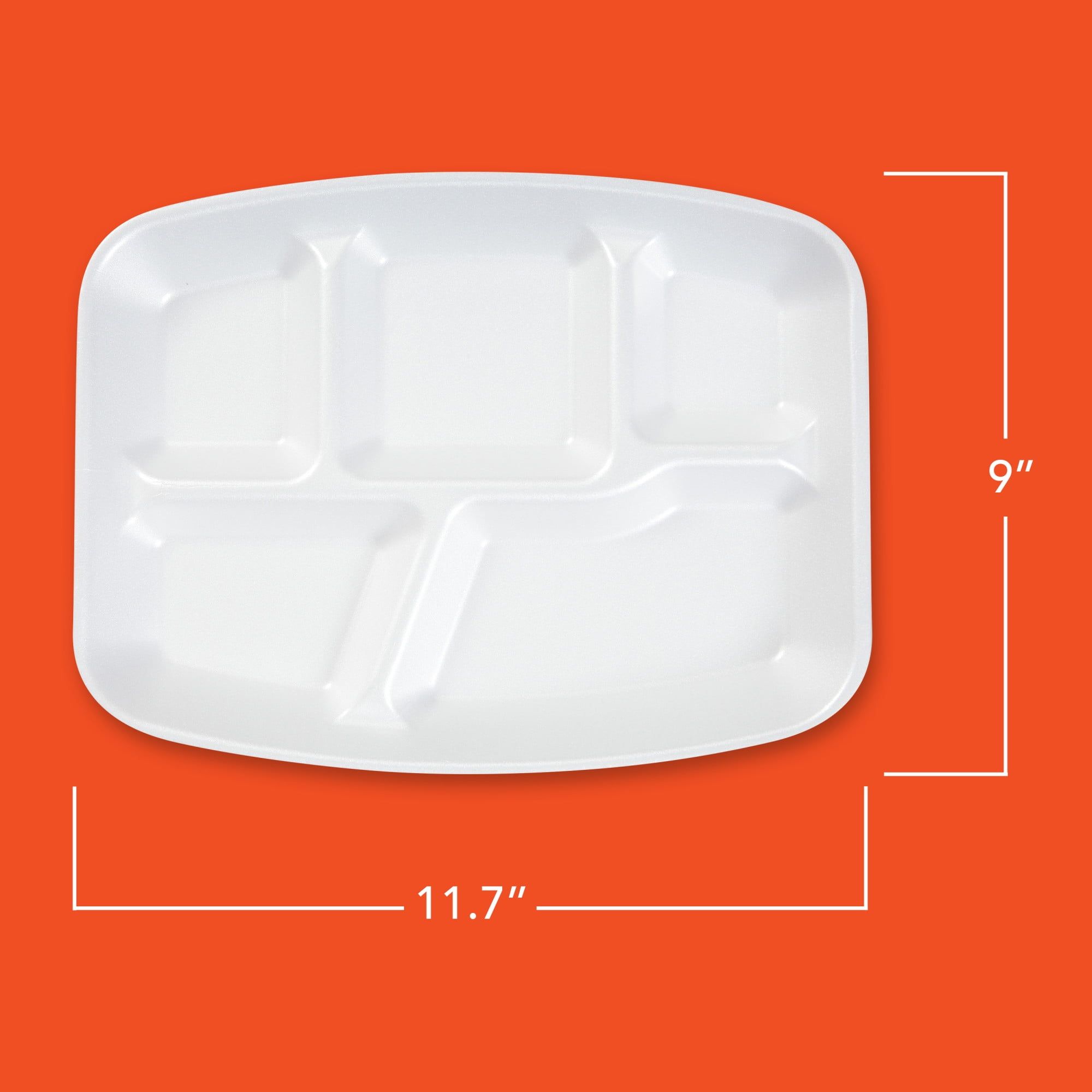 Hefty Everyday Soak Proof Compartment Foam Trays, 9 x 11 inches, 40 Count