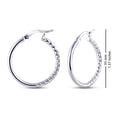 thumbnail image 5 of LeCalla 925 Sterling Silver Jewelry Round Shaped Textured Click Top Hoop Earring for Women 35MM, 5 of 7