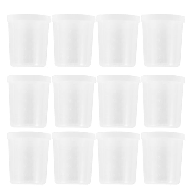 EeaseMX Vasos medidores desechables de plástico de 100 ml con tapa transparente, 30 unidades