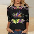 thumbnail image 5 of Jsaierl Womens Mardi Gras Shirts 3/4 Length Sleeve Crewneck Tee Top Funny Mask Graphic Print 2025 Fashion Carnival Party Blouses, 5 of 5