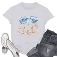 thumbnail image 2 of NAMTYQX Womens Oversized Tee Shirts Scoop Neck Printed Trendy Cool Loose Fitting Gemustert Plus Size Light Short Sleeve Blouses for Women White Size 3XL, 2 of 5