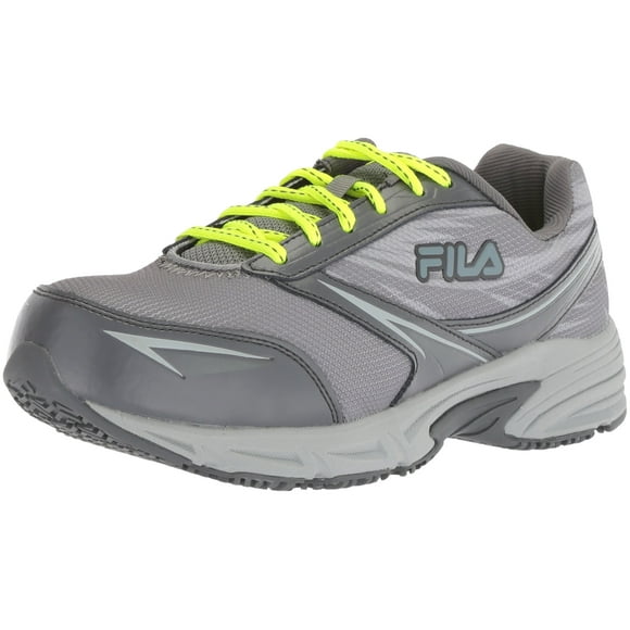 Fila Women's Memory Reckoning 8 Slip Resistant Steel Toe Running Shoe Food Service, Monument/Castlerock/Safety Yellow, 8.5 B US