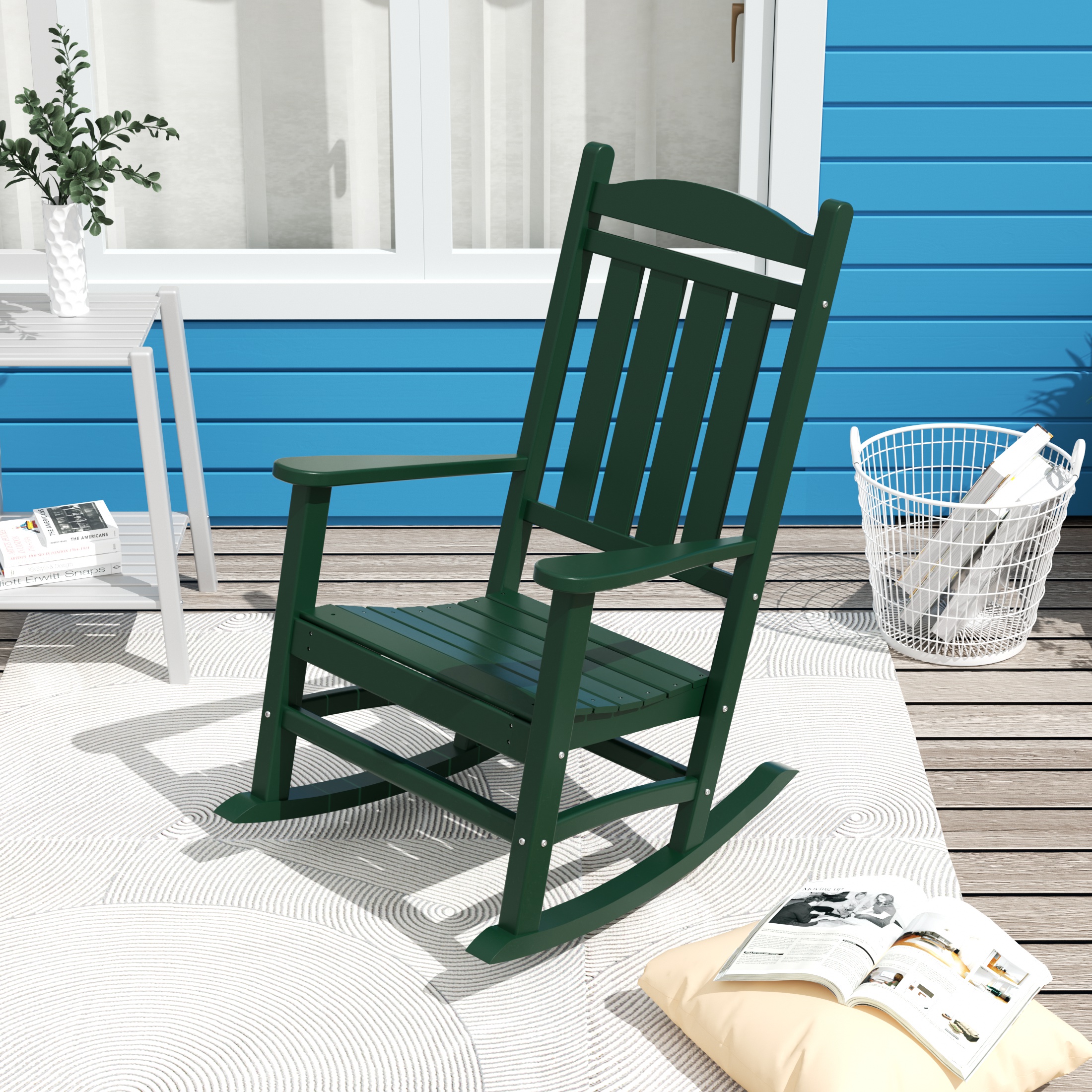 Costaelm Paradise Classic Plastic Porch Rocking Chair, Dark Green - image 2 of 9