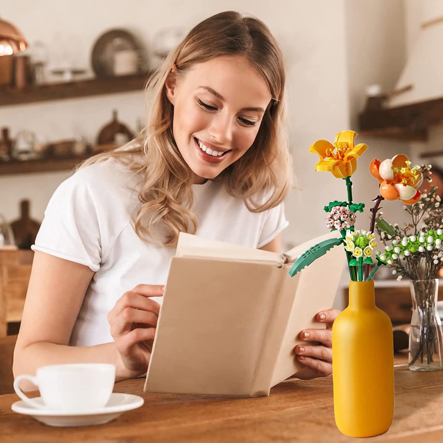 Kit De Construcción De Ramo De Flores De 1464 Piezas, 18 Flores Variadas, Set De Bloques Botánicos Para Adultos Y Niños, Decoración Duradera Del Hogar