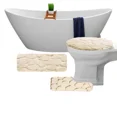 thumbnail image 2 of Gorgeous Home Linen 3-Piece Memory Foam Bathroom Rug Set, Non-Slip Embossed Cobblestone Pebble, Taupe, 2 of 5