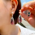 thumbnail image 5 of Mutilcolor Rainbow CZ Flower Long Big Drop Earrings for Women 2021 Boho Jewelry, 5 of 9