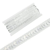 0.5 Inch x 10 Yards Sequin Ribbon Trim Strip for Crafts Embellishments, Laser Silver
