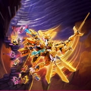 LEGO NINJAGO Lloyd’s Golden Ultra Dragon Toy for Kids, 71774 Large 4 Headed Action Figure with Blade Wings plus 9 Minifigures
