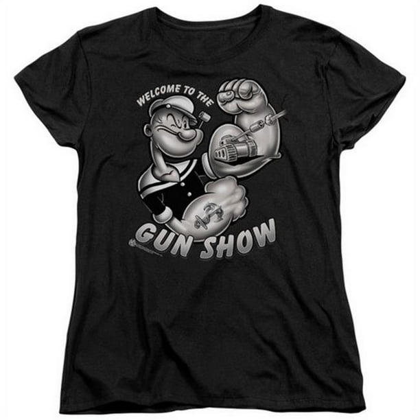 Popeye-Gun Show Manches Courtes Femmes Tee&44; Noir - XL