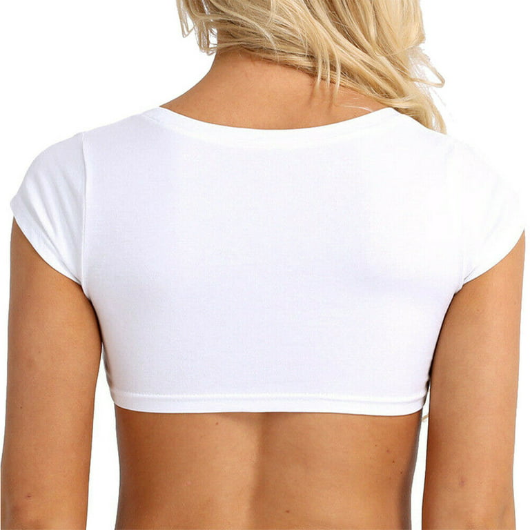 Sexy Summer Women Party Tank Tops Cropped Short Sleeve Cotton Crop Top  Shirts 