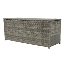 Spaco Outdoor Storage Box, 113 Gallon Wicker Patio Deck Boxes with Lid, Storage Box Outdoor for Kids Toys, Pillows, Towel Grey Wicker