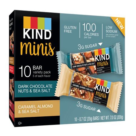 KIND Minis Variety Pack, 10 Ct, Dark Chocolate Nuts & Sea Salt + Caramel Almond & Sea