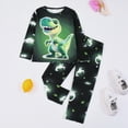 thumbnail image 4 of ZHOGXU Kids Boys And Girls Pajama Set Glow In The Dark Long Sleeve Tops And Pants Cute Printed Sleepwear Casual Daily Wear,Black,2-3Y, 4 of 4