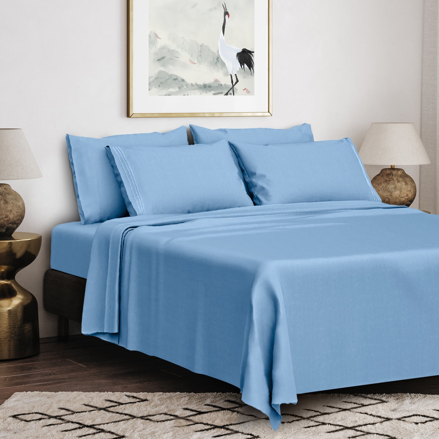 Plain Dyed Poly Cotton Fitted Sheet Flat Sheet Pillowcase V Pillowcase Duvet Cov 