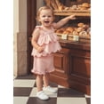 thumbnail image 3 of Loicainy Baby Toddler Girls Summer Outfits 6 12 18 24 Months 2T 3T 4T Solid Color Sleeveless Tiered Tops Ruffle Trim Shorts Clothes Sets, 3 of 9