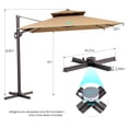 thumbnail image 3 of Pellebant 9 ft. x 12 ft. Rectangular Double Top Patio Cantilever Umbrella, Tan, 3 of 10