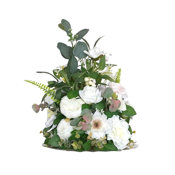 Bola de flores artificiales, arreglo de ramo, decoraciones de seda para bodas en casa Blanco