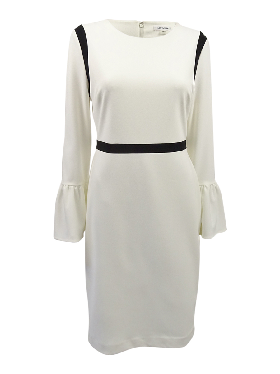 calvin klein white dress with bell sleeves