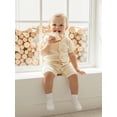 thumbnail image 6 of BemeyourBBs Newborn Baby Girl Summer Clothes Knit One Piece Romper Outfits Infant Crew Neck Short Sleeve Snap Button Knit Jumpsuit, 6 of 9