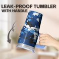thumbnail image 5 of Stainless Steel 20oz Geometric Texture Travel Mug with Handle, Double Wall Insulated Coffee Tumbler Leak Proof Straw, 5 of 5
