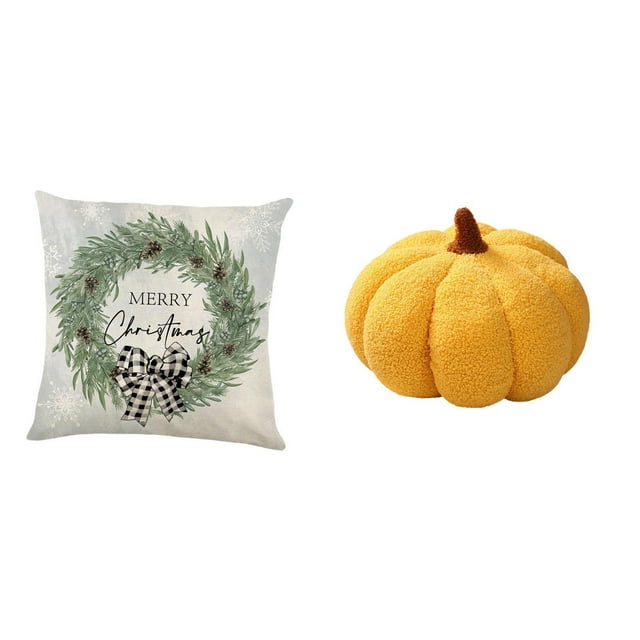 Funda de almohada navideña de calabaza festiva, cojín decorativo de poliéster para sofá, cama, dormitorio, decoración para sofá, sofá, interior, coche