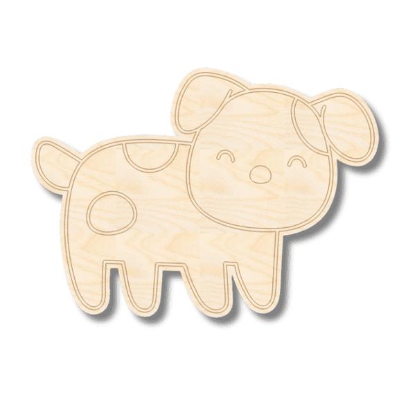 Unfinished Wood Etched Farm Dog Shape | Paint By Line Crafts 8" / 1/4"