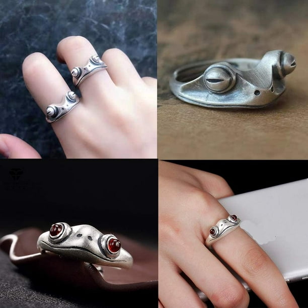 9 PCS Frog Ring Silver Frog Rings for Women Vintage Frog Open