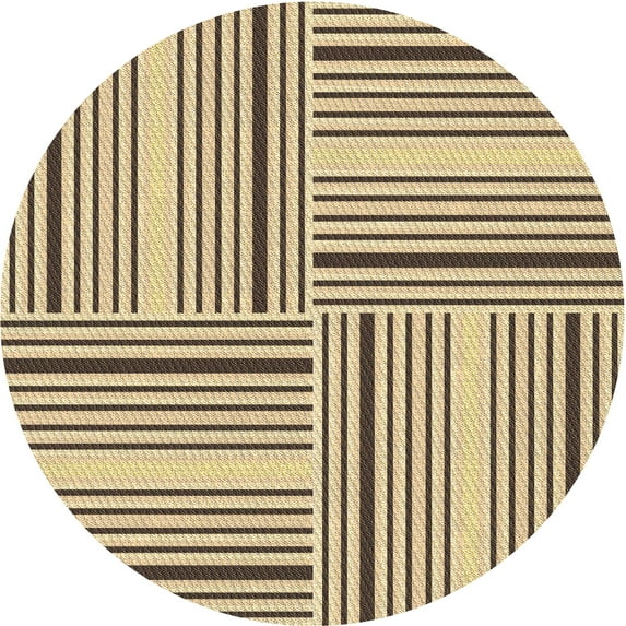 Ahgly Company Indoor Round Patterned Cardboard Brown Gold Area Rugs, 7' Round