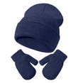 thumbnail image 4 of Gubotare Toddler Hat and Glove Set Toddler Hat and Mittens Set, Winter Soft Knit Beanies and Gloves Warm Cap for Infant Kids Girls Boys Daily Wear (Navy,2-8 Years), 4 of 6