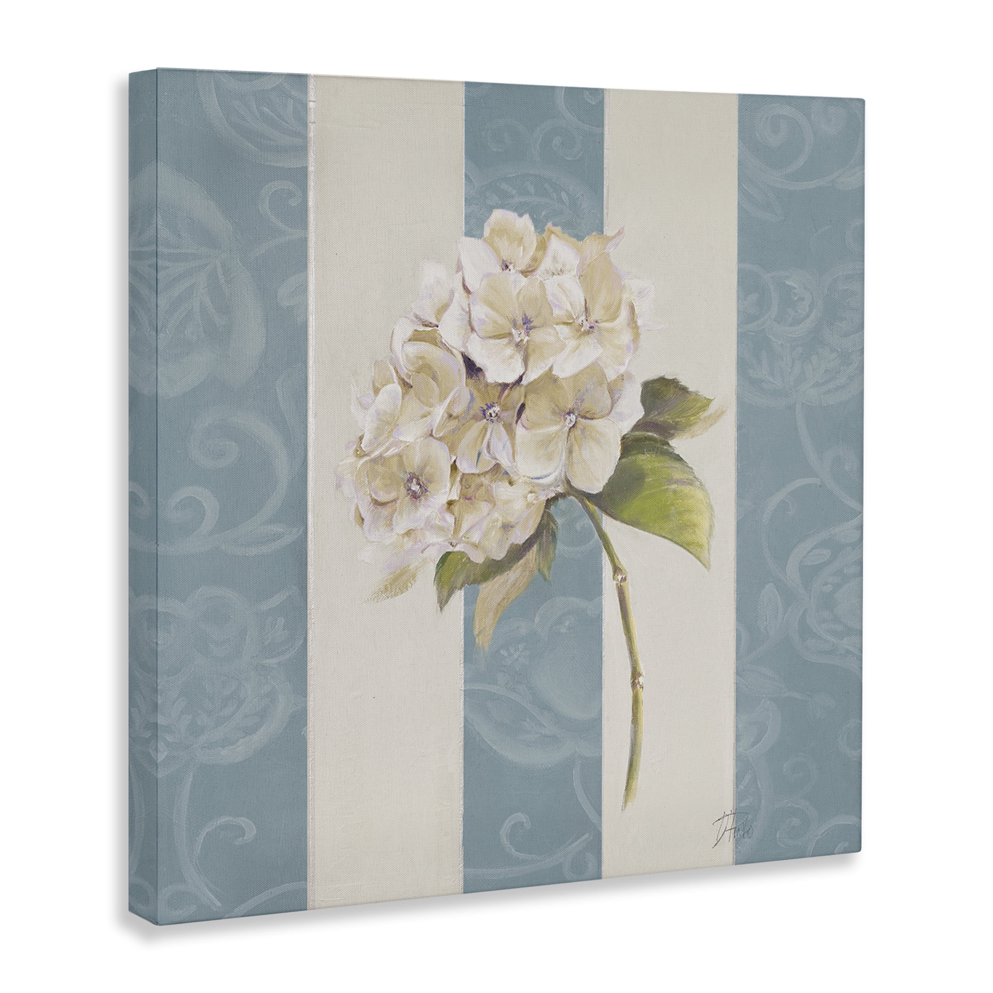 Stupell Industries Vintage Hydrangea Sprig Plants & Flowers Painting Wrapped Canvas Art Print Wall Art, 17 x 17
