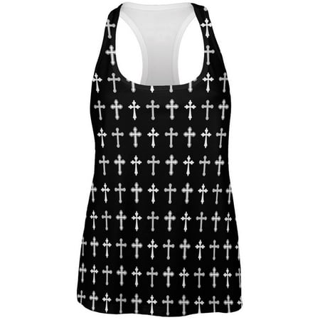 Organic Cross Back Tank - Crosses Pattern All Over Womens Racerback Tank Top